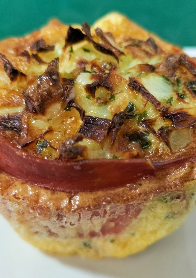 Una foto de Pastelito de cebolla, jamón y queso en airfryer