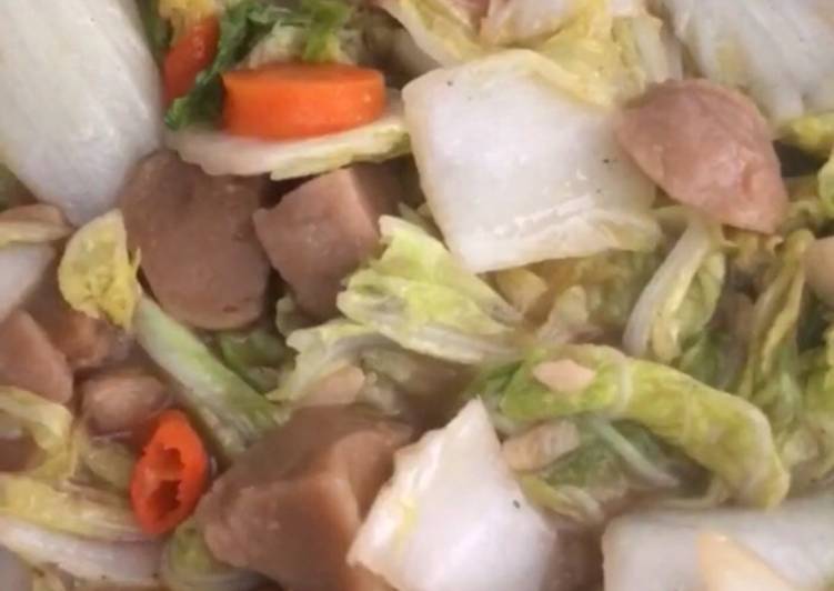 Cara Bikin Cah Sawi Putih Baso Simpel