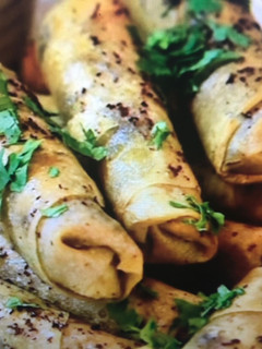 A picture of Chicken mussakhan roll.
