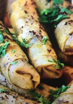 A picture of Chicken mussakhan roll.