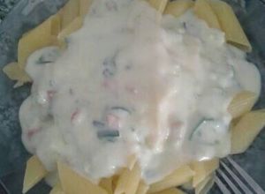 Una foto de Salsa de puerros y panceta
