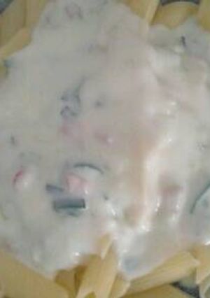 Una foto de Salsa de puerros y panceta
