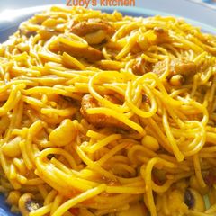 A picture of Beans with pasta jallof.