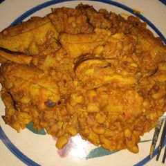 A picture of Beans and plantain pottage.