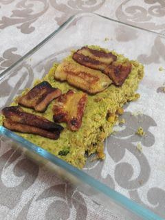 Una foto de Lasaña de plátano sin horno y sin gluten vegana