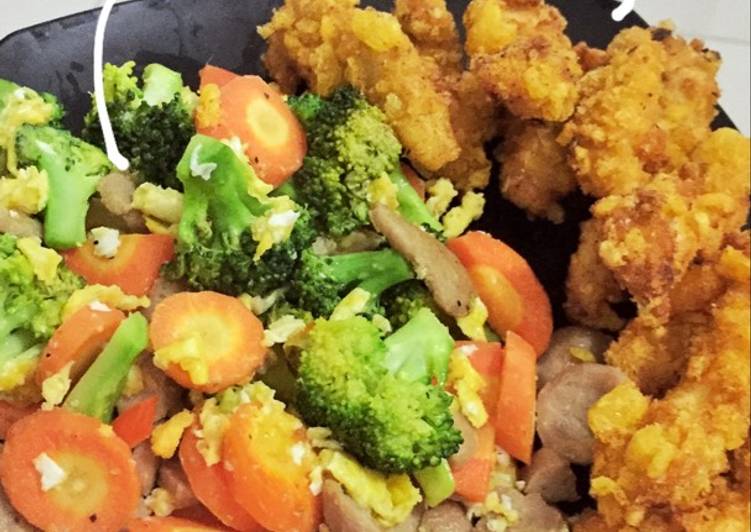 Ayam cheetoz & tumis brokoli