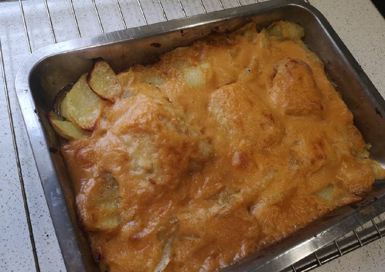 Bacalao a la portuguesa 🇵🇹 con patatas asadas