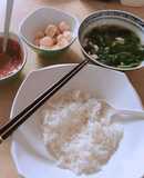 Canh rau nấu tôm, cà pháo