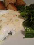 Pescado blanco en salsa de queso ahumado