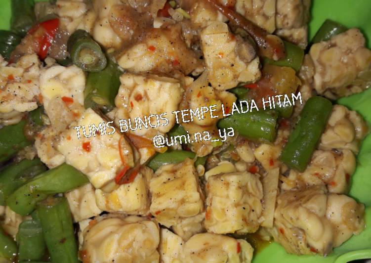 Tumis buncis tempe lada hitam