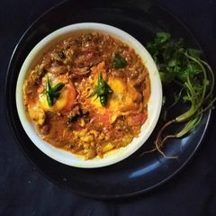 A picture of Coriander leaves egg lababdar.