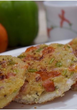 A picture of Sooji Gold Coin - Rava Toast Recipe - Sooji Toast - Suji Bread Toast.
