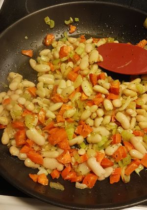 A picture of Italian inspired pasta and beans.