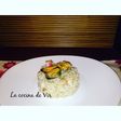 Guarnición de arroz con mejillones