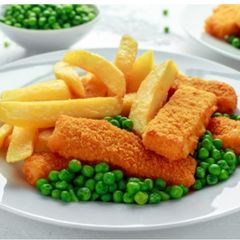 A picture of Fish fingers and chips.