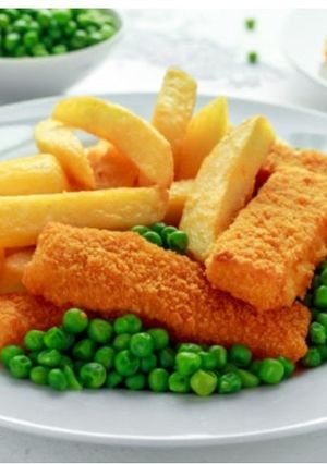 A picture of Fish fingers and chips.