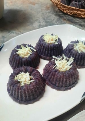 Foto resep Bolu Ubi Ungu Kukus Vla Keju