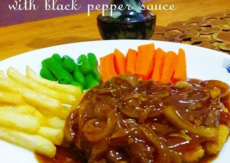 Steak Tempe with black Pepper Sauce