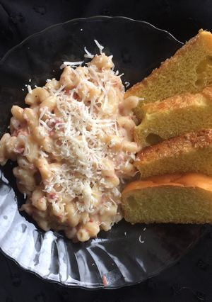 Foto resep Elbow macaroni with baguette