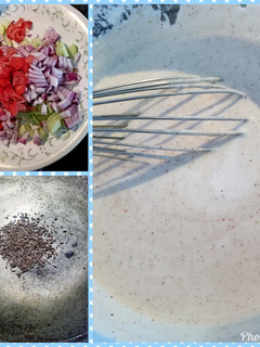 A picture of Tri colored raita.