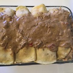A picture of California Farm Chicken Breast Hungarian Pancakes.