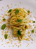 Fettuccine con Crema di Carciofi, Menta e Bottarga di Muggine