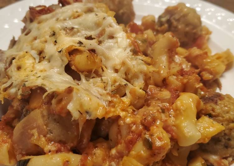 Brad's weeknight baked pasta & meatballs Brad's weeknight baked pasta & meatballs