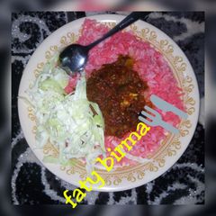 A picture of Rice and stew.
