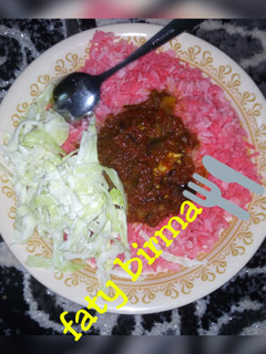 A picture of Rice and stew.