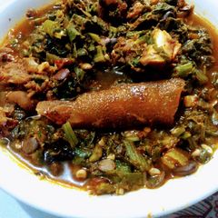 A picture of Fluted Pumpkin and Okra Soup(Ofe Ugbogulu).