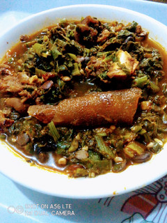 A picture of Fluted Pumpkin and Okra Soup(Ofe Ugbogulu).