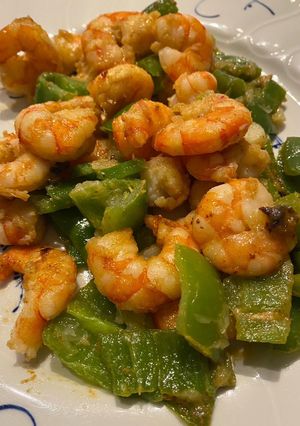 Une photo de Crevettes rôties curry
