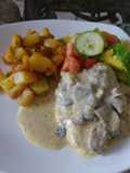 Pollo con champiñones a la crema