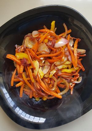 A picture of Carrots Onion Stir Fry.