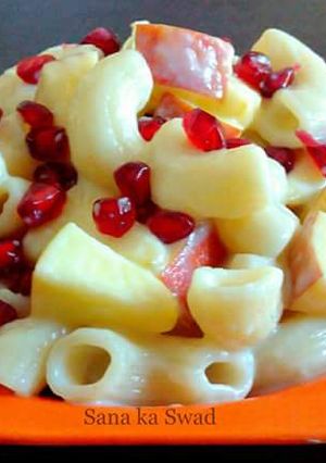 A picture of #Breakfast Macaroni fruits salad.