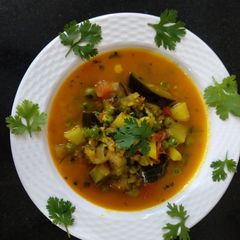 A picture of Baigan allu matar ki sabji.