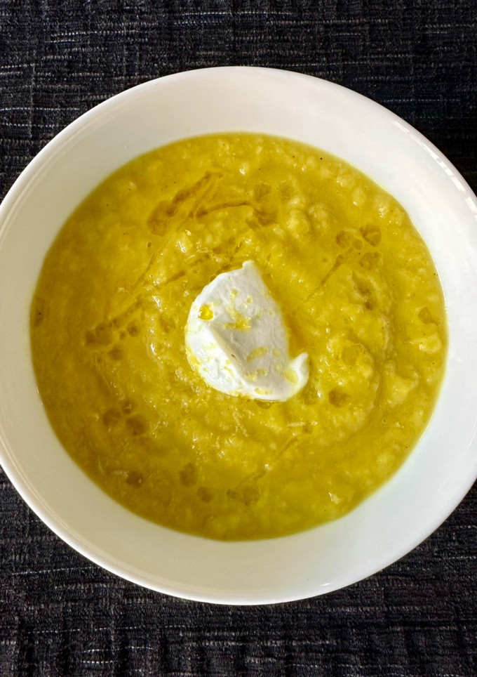 A picture of Creamy Leek and Parsnip Soup.