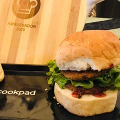 A picture of Shami kabab burger.