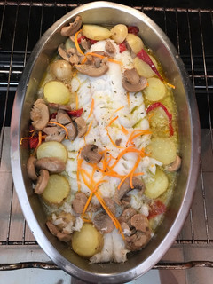 Una foto de Bacalao al horno con patatas(Apto para diabéticos)