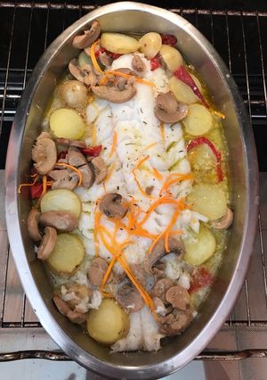 Una foto de Bacalao al horno con patatas(Apto para diabéticos)