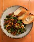Greek Salad with fried Chickpeas