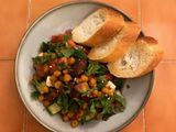 Greek Salad with fried Chickpeas