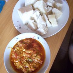 A picture of White yam and egg source.