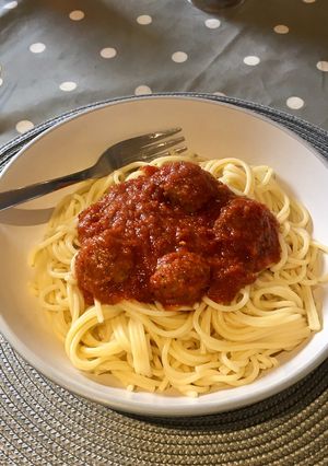 A picture of Saturday Spaghetti & Meatballs 🍝.