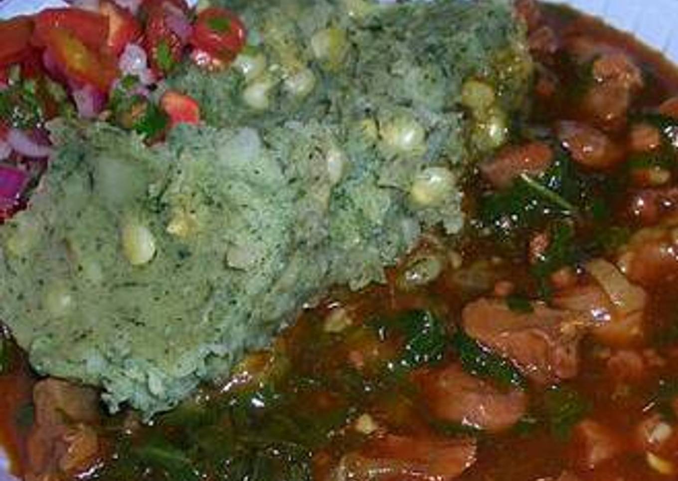 Mokimo with beef stew