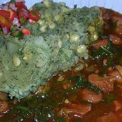 A picture of Mokimo with beef stew.