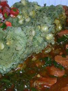 A picture of Mokimo with beef stew.