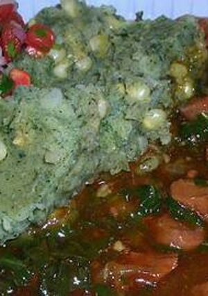 A picture of Mokimo with beef stew.