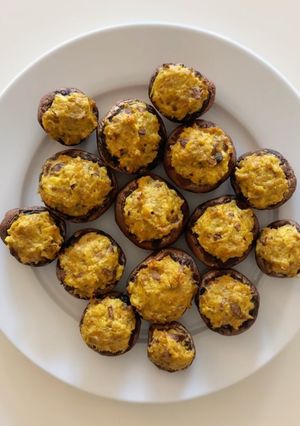 A picture of Sai Ua Stuffed Mushrooms.