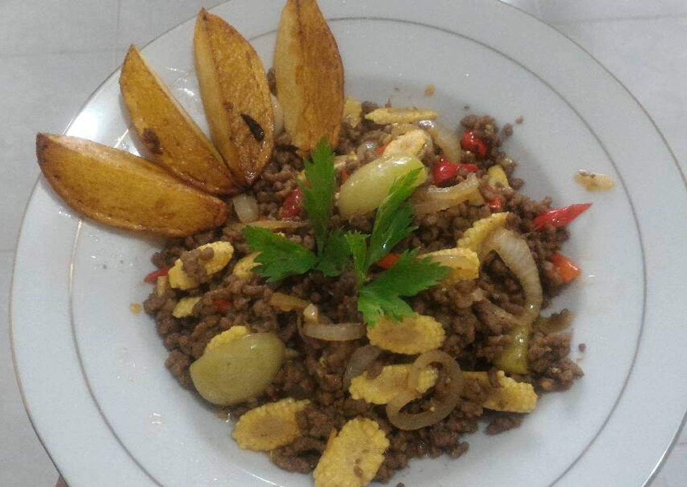 Daging Cincang Bertabur Jagung Muda